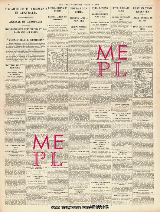 : The Times MacArthur Supreme Allied Commander in Australia : The Times MacArthur Supreme Allied Commander in Australia