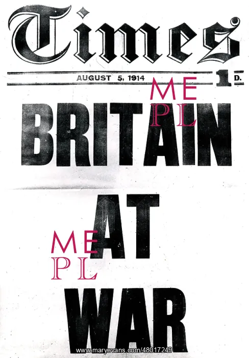 : Times newspaper headlines, Britain at War, WW1 : Times newspaper headlines, Britain at War, WW1