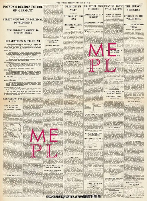 : The Times Potsdam Conference ends : The Times Potsdam Conference ends