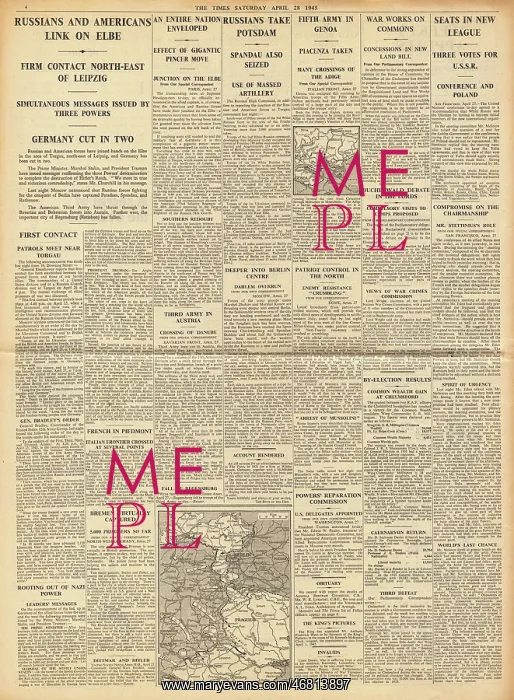 : The Times US and Soviet forces link up on Elbe : The Times US and Soviet forces link up on Elbe