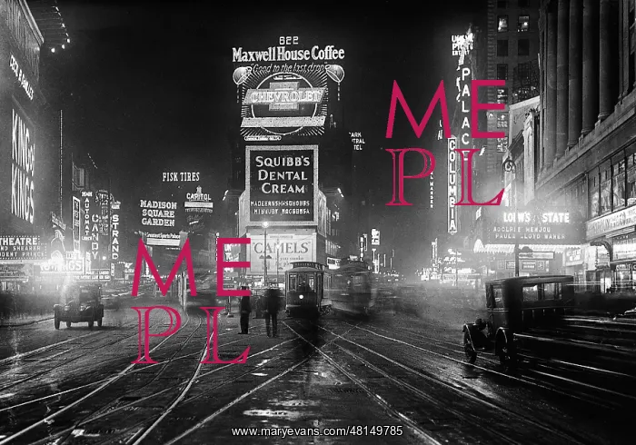 : Times Square at Night, 1928 : Times Square at Night, 1928