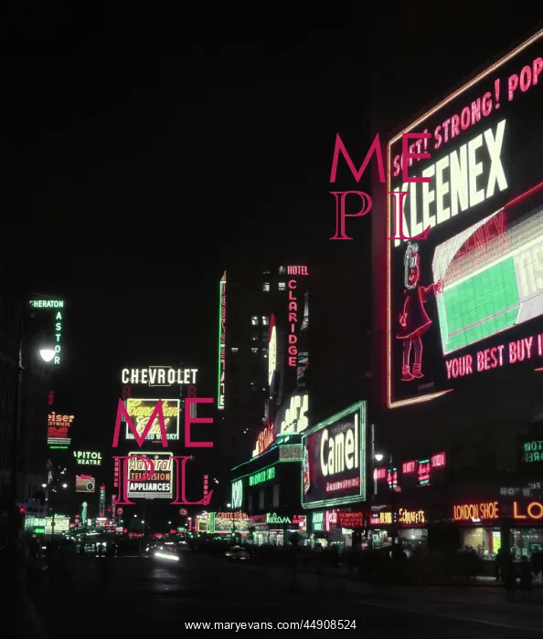 : Times Square at Night Neon Lights Ads Marquees Looking North : Times Square at Night Neon Lights Ads Marquees Looking North
