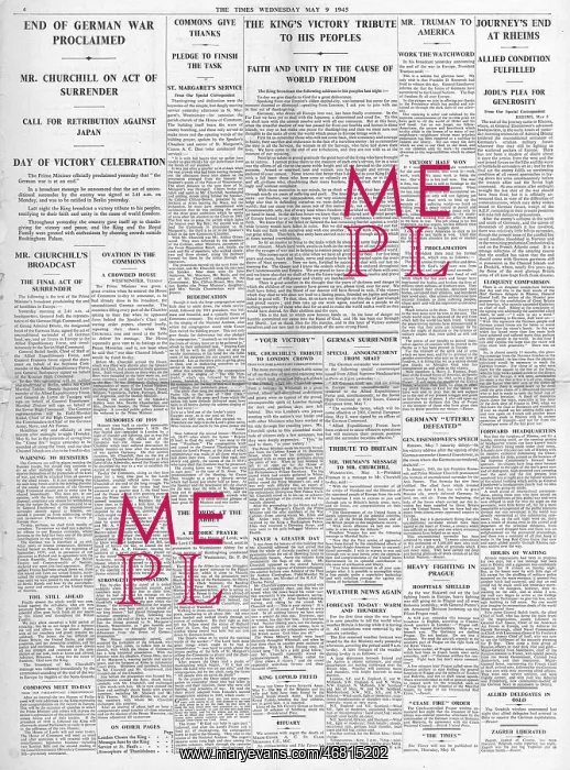 : The Times VE Day celebrations : The Times VE Day celebrations