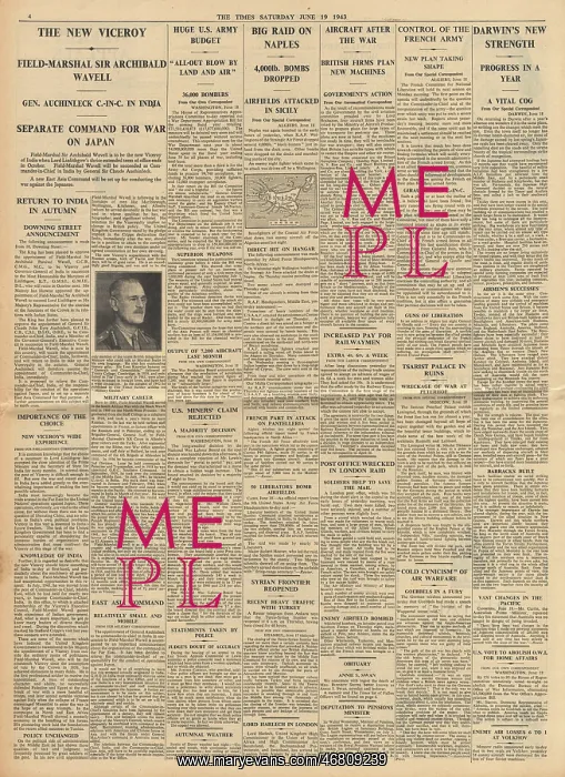 : The Times Wavell becomes Viceroy of India : The Times Wavell becomes Viceroy of India