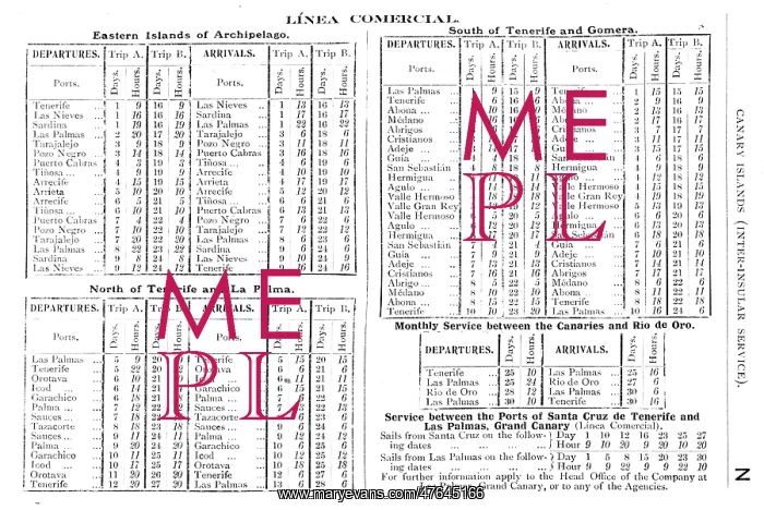 : Timetable, inter-island service, Canary Islands : Timetable, inter-island service, Canary Islands