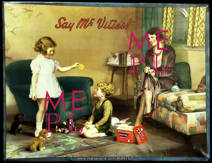 : Tin Board Advertisement for McVities biscuits : Tin Board Advertisement for McVities biscuits