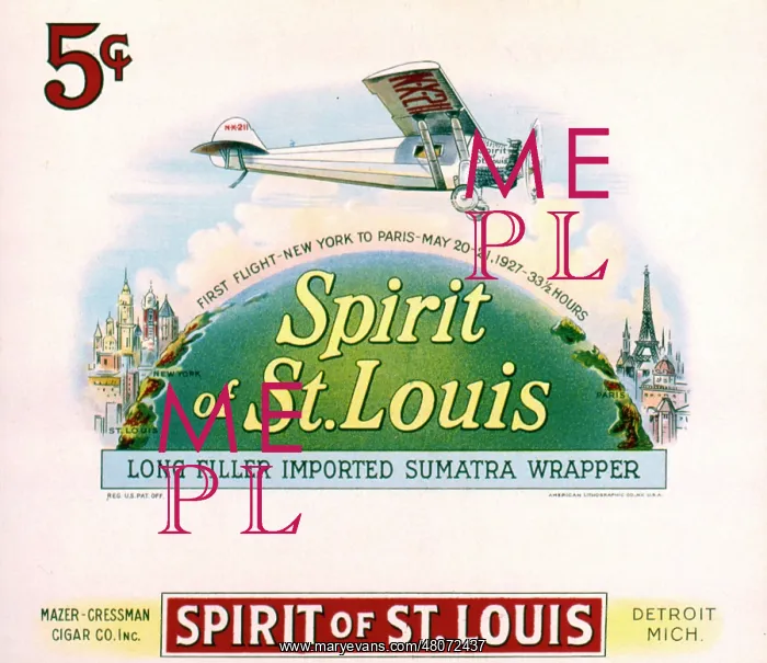 : Tin design, Spirit of St Louis cigars : Tin design, Spirit of St Louis cigars