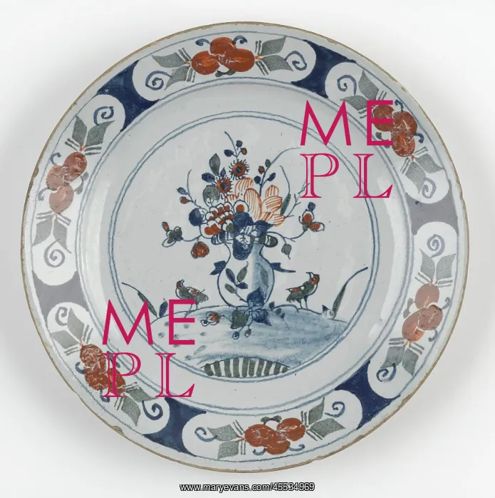 : Plate. Tin-glazed earthenware plate with polychrome decoration : Plate. Tin-glazed earthenware plate with polychrome decoration