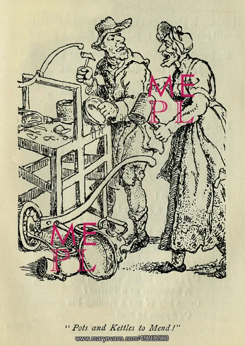 : Tinker. Pots and kettles to mend'. Itinerant tinker. From Old London Cries (1885) : Tinker. Pots and kettles to mend'. Itinerant tinker. From Old London Cries (1885)