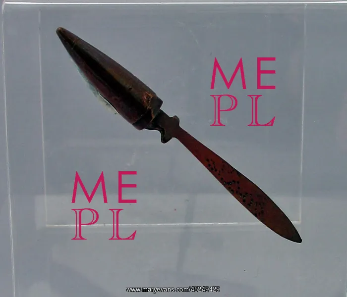 : A tiny letter opener beaten from a copper bullet : A tiny letter opener beaten from a copper bullet