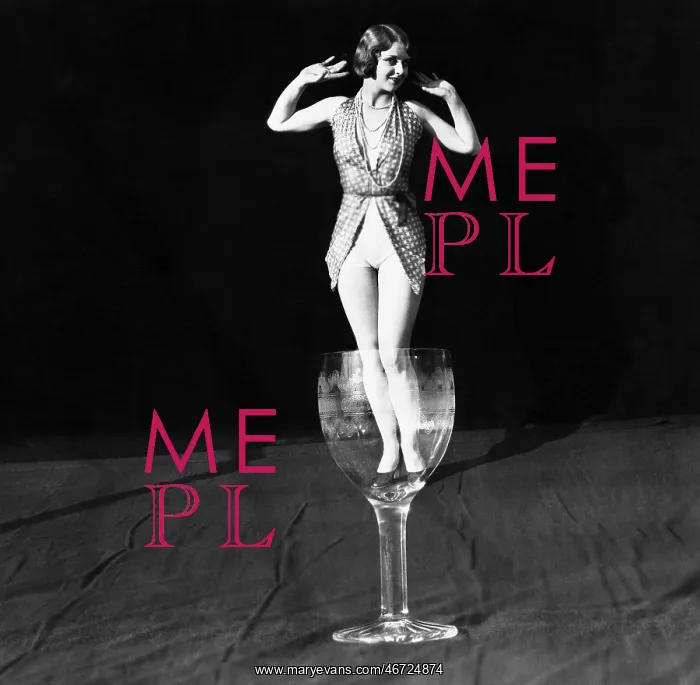 : Tiny woman standing in wineglass : Tiny woman standing in wineglass