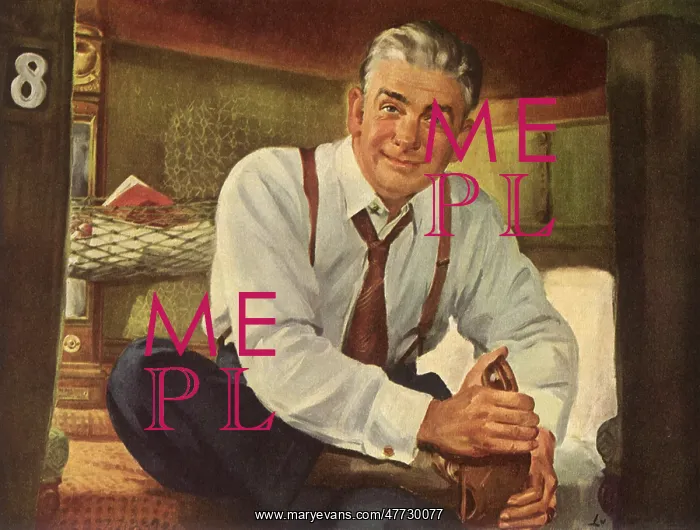  : Tired Businessman prepares to Sleep on Train