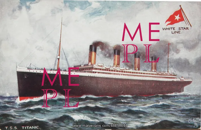 : Titanic. A White Star Line promotional postcard with an illustration of : Titanic. A White Star Line promotional postcard with an illustration of