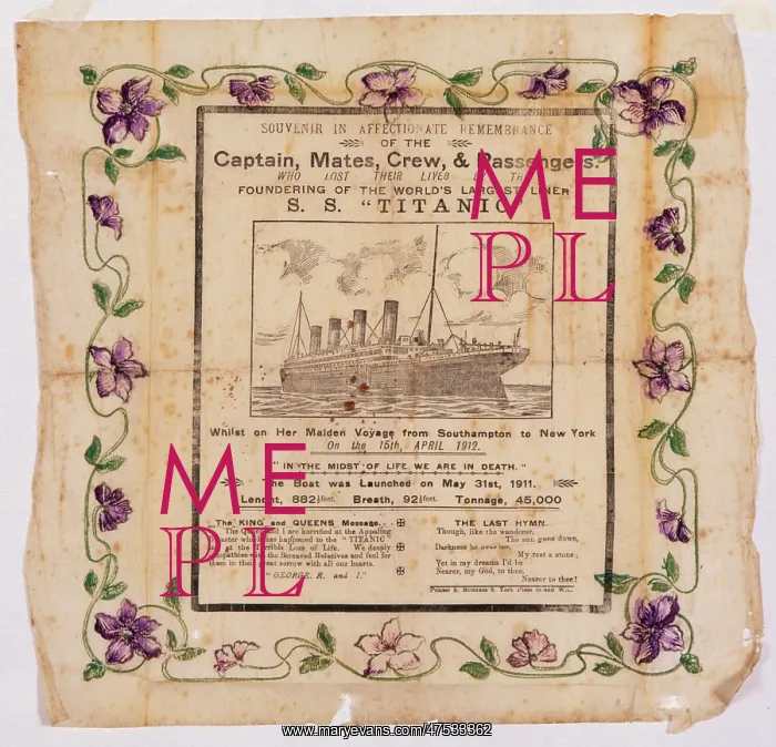 : Titanic commemorative napkin : Titanic commemorative napkin