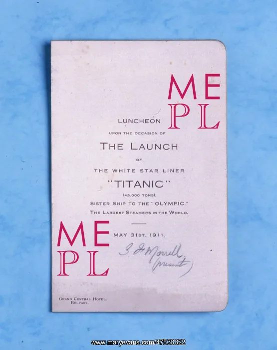  : Titanic launch menu card