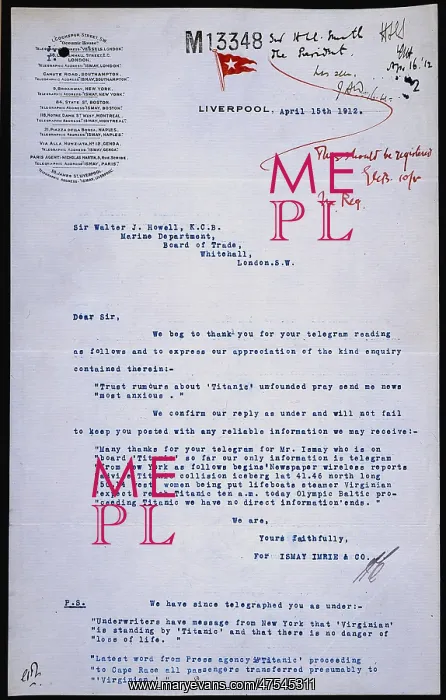 : Titanic letter : Titanic letter