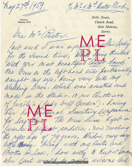  : Titanic passenger letter to Cecil Beaton