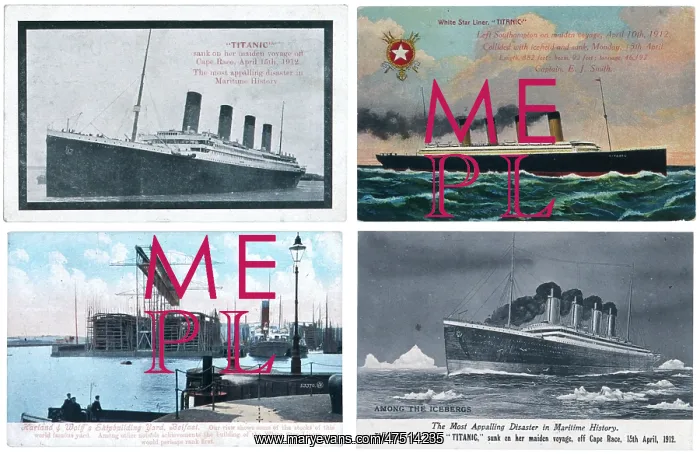 : FOUR TITANIC POSTCARDS : FOUR TITANIC POSTCARDS