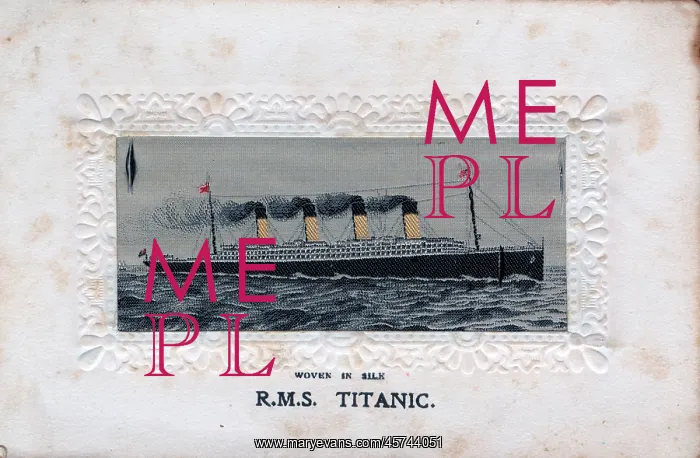 : Titanic pre-sinking silk postcard : Titanic pre-sinking silk postcard