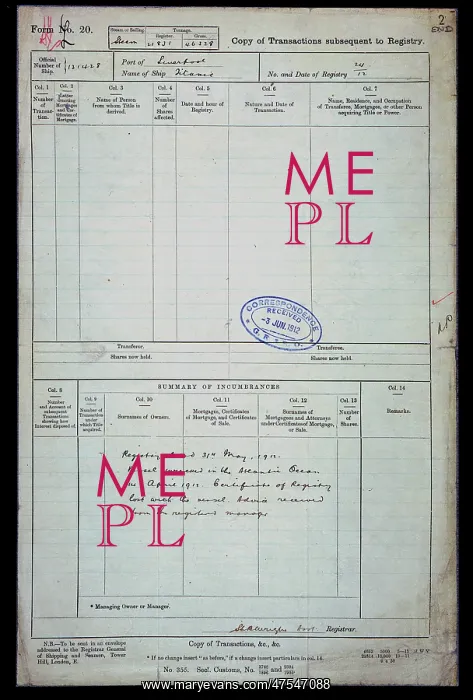 : Titanic Shipwreck Registration : Titanic Shipwreck Registration