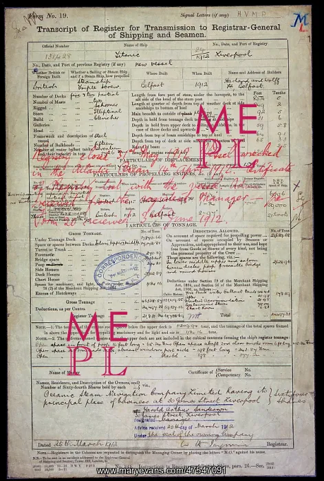 : Titanic Shipwreck Registration : Titanic Shipwreck Registration