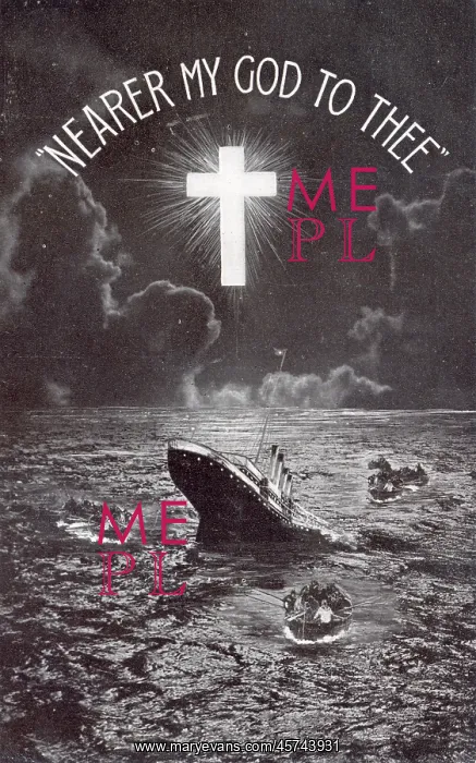 : Titanic sinking Memorial Card with luminous cross : Titanic sinking Memorial Card with luminous cross