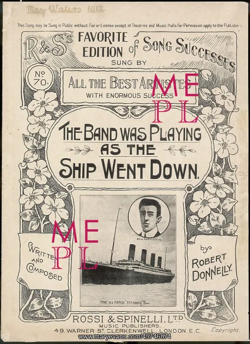 : Titanic sinking - Music Sheet 1912 : Titanic sinking - Music Sheet 1912