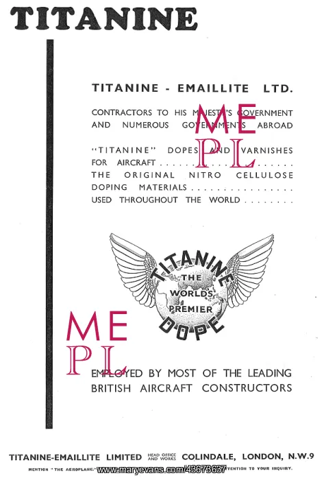 : Titanine Emaillite Aircraft Dope : Titanine Emaillite Aircraft Dope