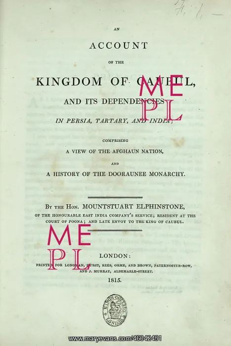 : Title page, Account of the Kingdom of Caubul : Title page, Account of the Kingdom of Caubul