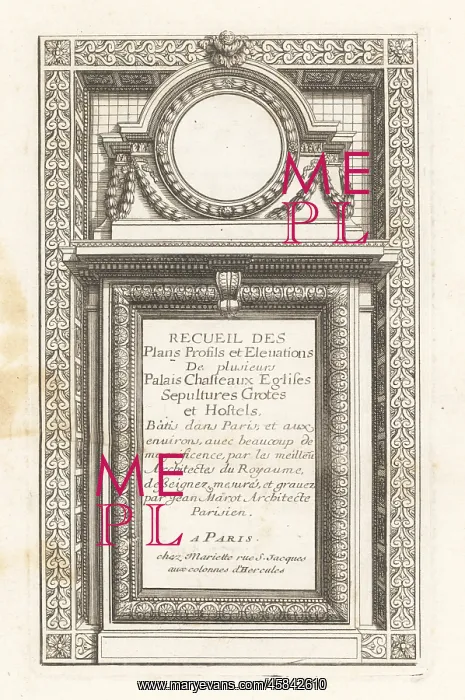 : Title page with calligraphic letters on a stone panel : Title page with calligraphic letters on a stone panel