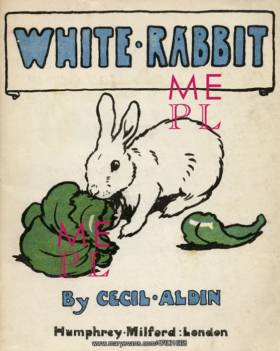: Title page design by Cecil Aldin, White Rabbit : Title page design by Cecil Aldin, White Rabbit