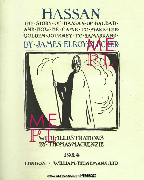 : Title page design, Hassan by James Elroy Flecker : Title page design, Hassan by James Elroy Flecker