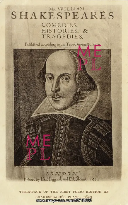 : Title page of First Folio of Shakespeare's Plays : Title page of First Folio of Shakespeare's Plays
