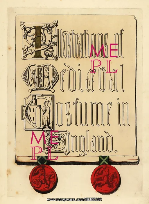 : Title page with illuminated lettering and red wax seals : Title page with illuminated lettering and red wax seals