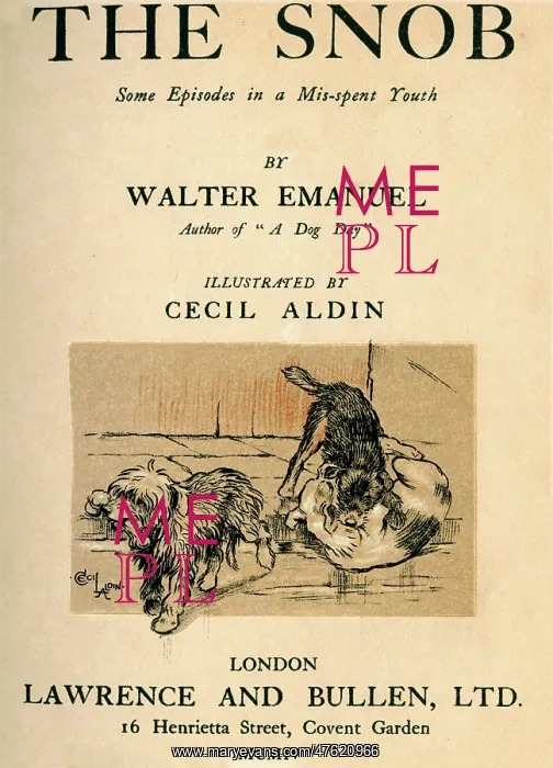 : Title page illustration by Cecil Aldin, The Snob : Title page illustration by Cecil Aldin, The Snob