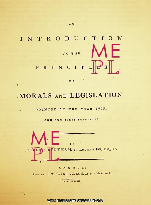 : Title page of Jeremy Bentham's An Introduction : Title page of Jeremy Bentham's An Introduction