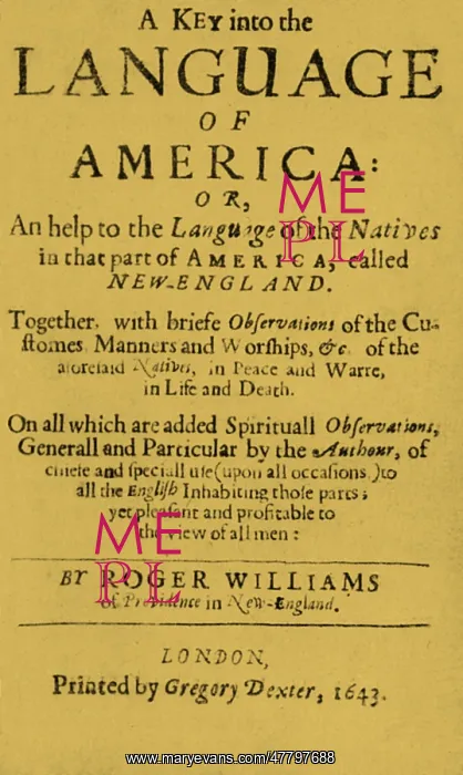 : Title Page, Language of America, 1643 : Title Page, Language of America, 1643