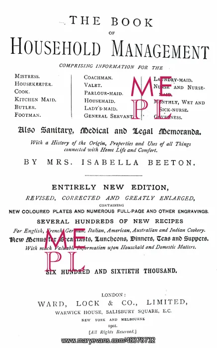 : Title page of a late edition of Isabella Beeton : Title page of a late edition of Isabella Beeton