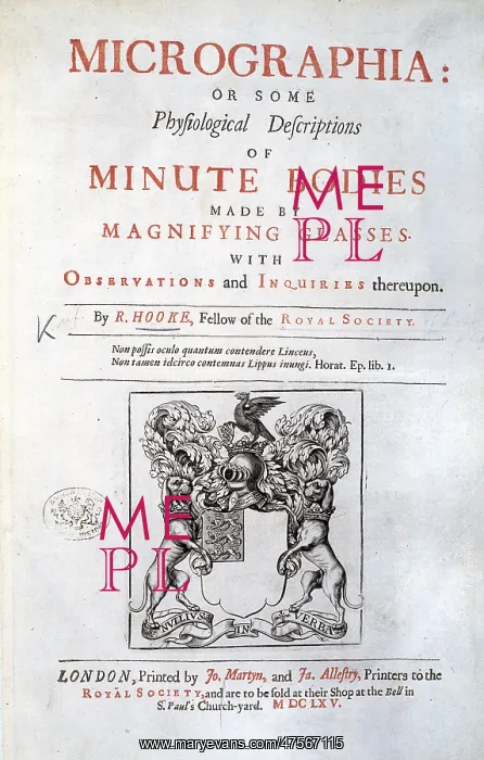 : Title page of Micrographia by R. Hooke : Title page of Micrographia by R. Hooke