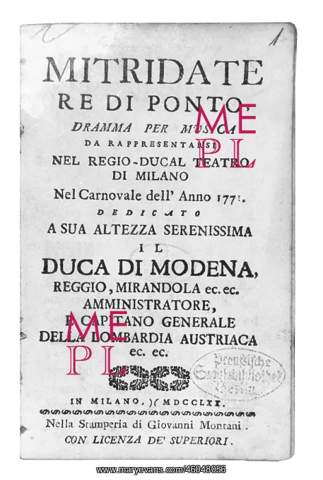  : Title page of Mitridate R? di Ponto