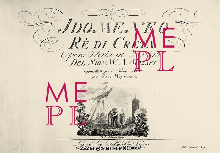 : Title page from the opera Idomeneo by Mozart : Title page from the opera Idomeneo by Mozart
