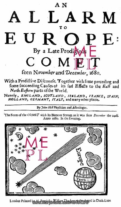 : Title page of pamphlet by John Hill on the comet : Title page of pamphlet by John Hill on the comet