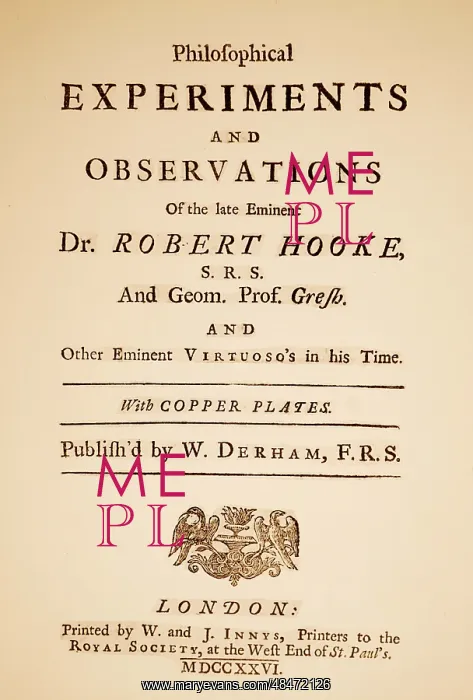  : Title page of Philosophical Experiments and Observations