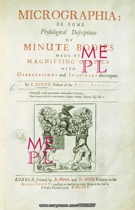 : Title page to Robert Hooke's Micrographia (1665) : Title page to Robert Hooke's Micrographia (1665)