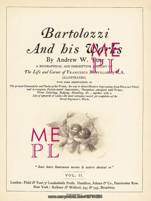 : Title page to Volume II with vignette of Cupid and Psyche : Title page to Volume II with vignette of Cupid and Psyche