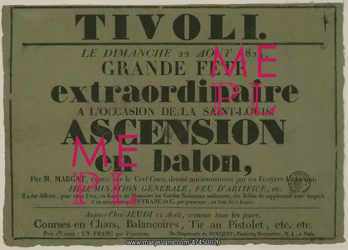 : Tivoli. Le dimanche 22 aout, 1824, grand fete extraordinaire : Tivoli. Le dimanche 22 aout, 1824, grand fete extraordinaire