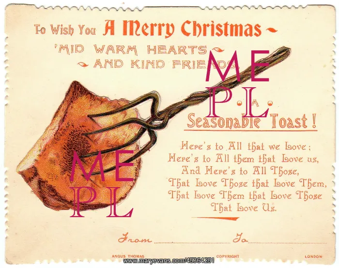 : Toast with comic verse on a Christmas card : Toast with comic verse on a Christmas card