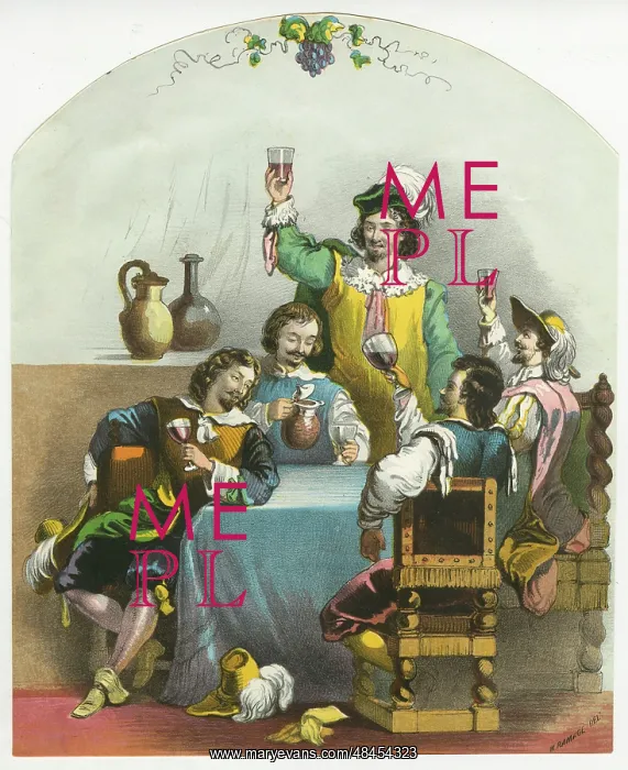 : The Toast - Elizabethan men drinking and merrymaking : The Toast - Elizabethan men drinking and merrymaking