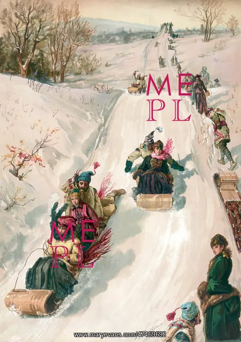 : Tobogganing in the snow in winter : Tobogganing in the snow in winter