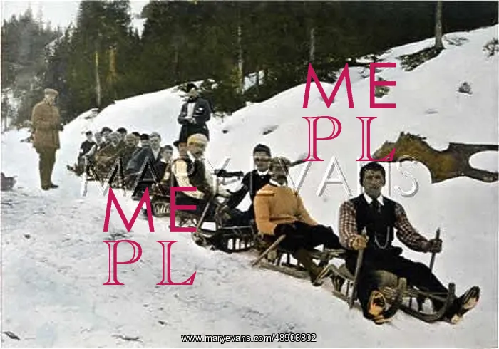 : TOBOGGANS AT DAVOS C1900 : TOBOGGANS AT DAVOS C1900